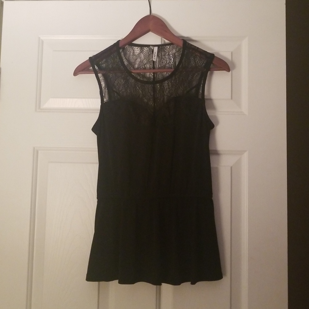 Studio Y Lace Back Poplum Shirt